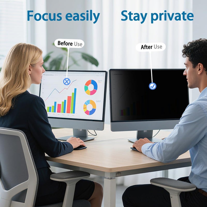 Twugs [2 Pack] 24 Inch Computer Privacy Screen for 16:9 Aspect Ratio Widescreen Monitor, Eye Protection Anti Glare Blue Light Filter Shield, Removable Anti-Scratch Anti Spy Protector - Image 3